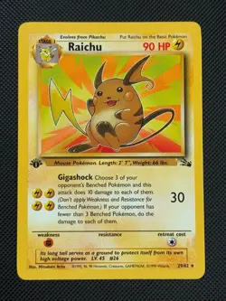 Raichu 29/62 1ST EDITION Pokemon Card WOTC Fossil Rare - Image 1