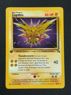 Zapdos 30/62 1ST EDITION Pokemon Card WOTC Fossil Rare - Image 1