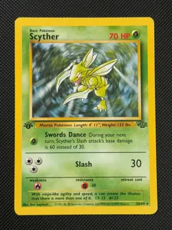 Scyther 26/64 1ST EDITION Pokemon Card WOTC Jungle Rare - Image 1