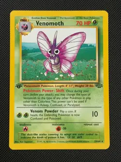 Venomoth 29/64 1ST EDITION Pokemon Card WOTC Jungle Rare - Image 1