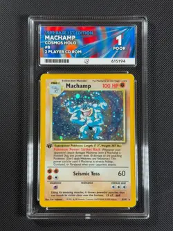 ACE 1 Machamp 8/102 COSMOS HOLO Pokemon Card WOTC Base Set 1st Edition Holo *2 - Image 1