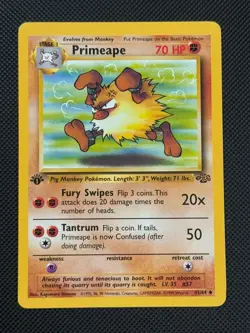 Primeape 43/64 1ST EDITION Pokemon Card WOTC Jungle Uncommon - Image 1