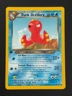 Dark Octillery 62/105 1ST EDITION Pokemon Card WOTC Neo Destiny Common - Image 1