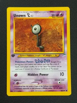 Unown L 86/105 1ST EDITION Pokemon Card WOTC Neo Destiny Common - Image 1