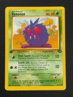 Venonat 63/64 1ST EDITION Pokemon Card WOTC Jungle Common - Image 1