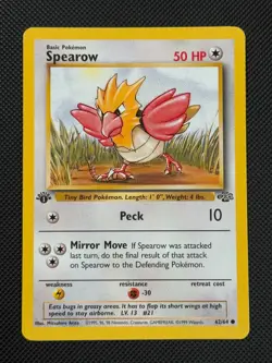 Spearow 62/64 1ST EDITION Pokemon Card WOTC Jungle Common - Image 1