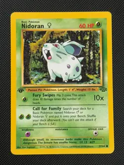 Nidoran 57/64 1ST EDITION Pokemon Card WOTC Jungle Common - Image 1