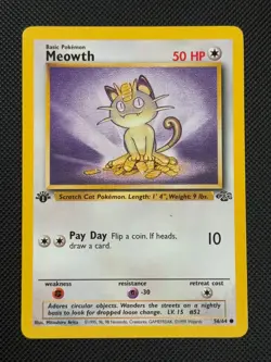Meowth 56/64 1ST EDITION Pokemon Card WOTC Jungle Common - Image 1