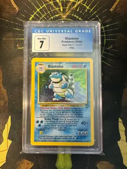 Pokemon Blastoise 2/130 Base Set 2 Holo Vintage CGC 7 - Image 1