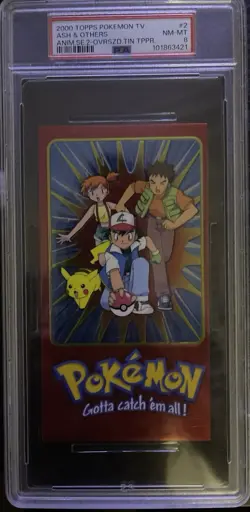 Pokemon Topps TV Animation Series 2 Oversized Tin Topper # 2 Ash & Others PSA 8 - Image 1
