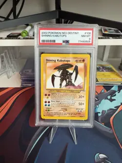 Pokemon Neo Destiny Shining Kabutops Holo PSA 8 Unlimited 108/105 - Image 1