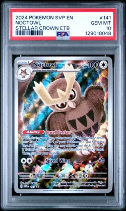Pokemon Noctowl Stellar Crown Elite Trainer Box ETB Promo SVP EN 141 PSA 10 - Image 1