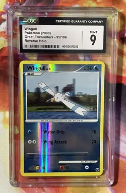 2008 Pokemon Great Encounters #95/106 Wingull Reverse Holo CGC 9 MINT - Image 1