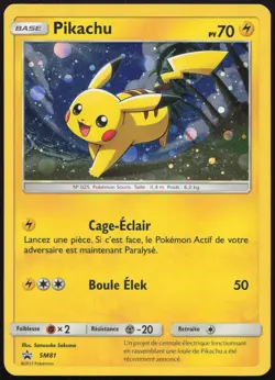 Carte Pokemon Pikachu SM81 Holo Promo SM Francais - Image 1