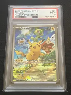 Pokemon TCG Pikachu Illustration Paldea Evolved ETB Promo 027 PSA 9 - Image 1