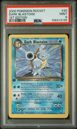 2000 Pokemon Rocket Dark Blastoise #20 1ST Edition PSA 9 MINT - Image 1