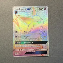 2017 Pokemon TCG Sun & Moon Espeon GX Rainbow Secret Rare Card 152/149 MP - Image 1