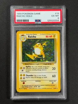PSA 6 Raichu 14/102 HOLO Pokemon Card WOTC Base Set Rare Holo EX-MT - Image 1