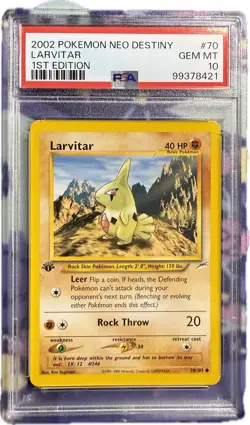 PSA 10 Gem MT Larvitar 1st Edition Neo Discovery Pokemon Card - Image 1