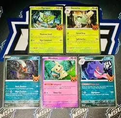 2024 Pokemon Trick Or Trade Lot Of 5 Cards Cosmos Holo Gengar, Mimikyu - Image 1