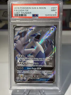 Pokemon 2018 SM Lost Thunder Lugia GX 207/214 Full Art PSA 9 - Image 1