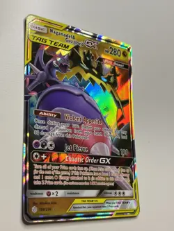 2019 POKEMON COSMIC ECLIPSE TAG TEAM NAGANADEL & GUZZLORD GX 158/236 HOLO NM - Image 2