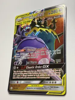 2019 POKEMON COSMIC ECLIPSE TAG TEAM NAGANADEL & GUZZLORD GX 158/236 HOLO NM - Image 3
