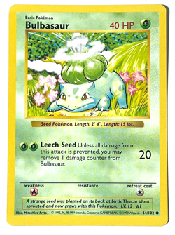 Pokemon Shadowless BULBASAUR 44/102 - 1999 Base Set. NM+ -see Pics - Image 1