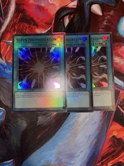 Yugioh! 3x Super Polymerization CH01-EN033 Ultra Rare 1st Edition Near Mint - Image 1