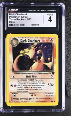 CGC 4 Dark Charizard 2000 Team Rocket 4/82 Holo Pokemon Card - Image 1