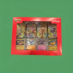 Pokemon 4 Mini Tins + 4 Promo Cards Bundle - 151 SAMS CLUB. IN HAND - Image 1