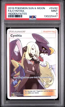 PSA 9 CYNTHIA SV82/SV94 HIDDEN FATES POKEMON CARD - Image 1