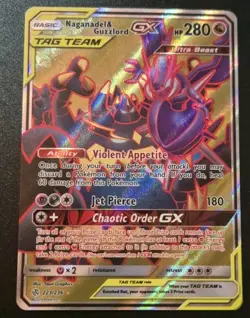Pokemon: Cosmic Eclipse Ultra Rare Full Art: Naganadel & Guzzlord GX 223/236 - Image 1