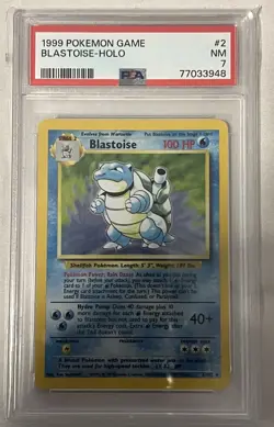 1999 POKEMON BASE SET UNLIMITED #2 BLASTOISE HOLO PSA 7 - Image 1