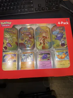 Pokemon TCG 151 Mini Tins 4 Pack + 4 Promos New Sealed (Sam’s Club Exclusive) - Image 1