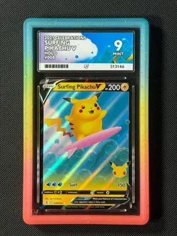 ACE 9 Surfing Pikachu V 008/025 Pokemon Card Celebrations Holo GEM MINT - Image 1