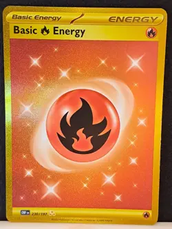 Pokemon Card 2023 Obsidian Flames Hyper Rare Holo FIRE ENERGY GOLD 230/197 NM/MT - Image 2