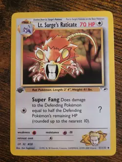 Pokemon Lt. Surge's Raticate - 51/132 - Uncommon - 1st Edition - Image 1