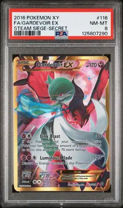 PSA 8 NM-MT 2016 POKEMON XY STEAM SIEGE SECRET #116 FULL ART GOLD GARDEVOIR EX - Image 1