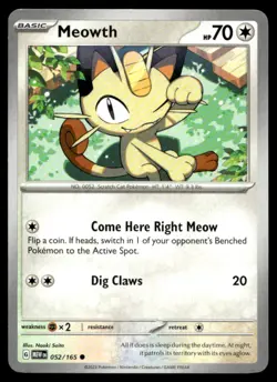 Meowth 052/165 SV: Scarlet & Violet 151 NM Pokemon TCG | Buy 10 Get 10 Free - Image 1