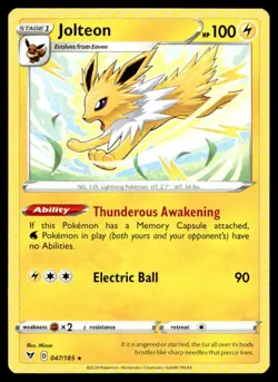 Jolteon SWSH04: Vivid Voltage 047/185 MP Pokemon TCG | Buy 10 Get 10 Free - Image 1