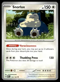 Snorlax 143/165 SV: Scarlet & Violet 151 NM Pokemon TCG | Buy 10 Get 10 Free - Image 1