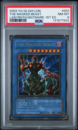 2003 Yu-Gi-Oh! The Masked Beast Labyrinth of Nightmare LON 1st Ed Ultra PSA 8 - Image 1