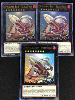 YUGIOH SPRINGANS SHIP EXBLOWERER BLVO-EN046 1ST ULTRA X3 NM - Image 1