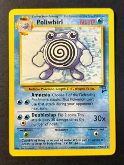 Poliwhirl 57/130 Base Set 2 Uncommon Pokemon Card TCG - WOTC - Near Mint - Image 1