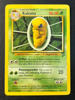 Kakuna 47/130 Base Set 2 Uncommon Pokemon Card TCG - WOTC - Near Mint - Image 1