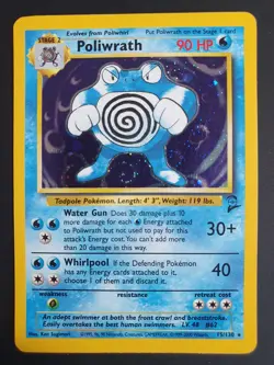 Poliwrath 15/130 Holo Swirl - Base Set 2 - Pokemon Card - Excellent Condition - Image 1