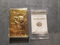Pikachu Pokemon 23K Gold Plated Trading Card Burger King 1999 w/ Authentication - Image 1