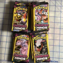 Pokemon Unified Minds Sun & Moon 3 Card Mini Booster Card Pack (Sealed) 30 Lot - Image 1