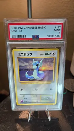 PSA 9 Pokemon 1996 Dratini Base Set Uncomon Japanese 147 MINT Card - Image 1